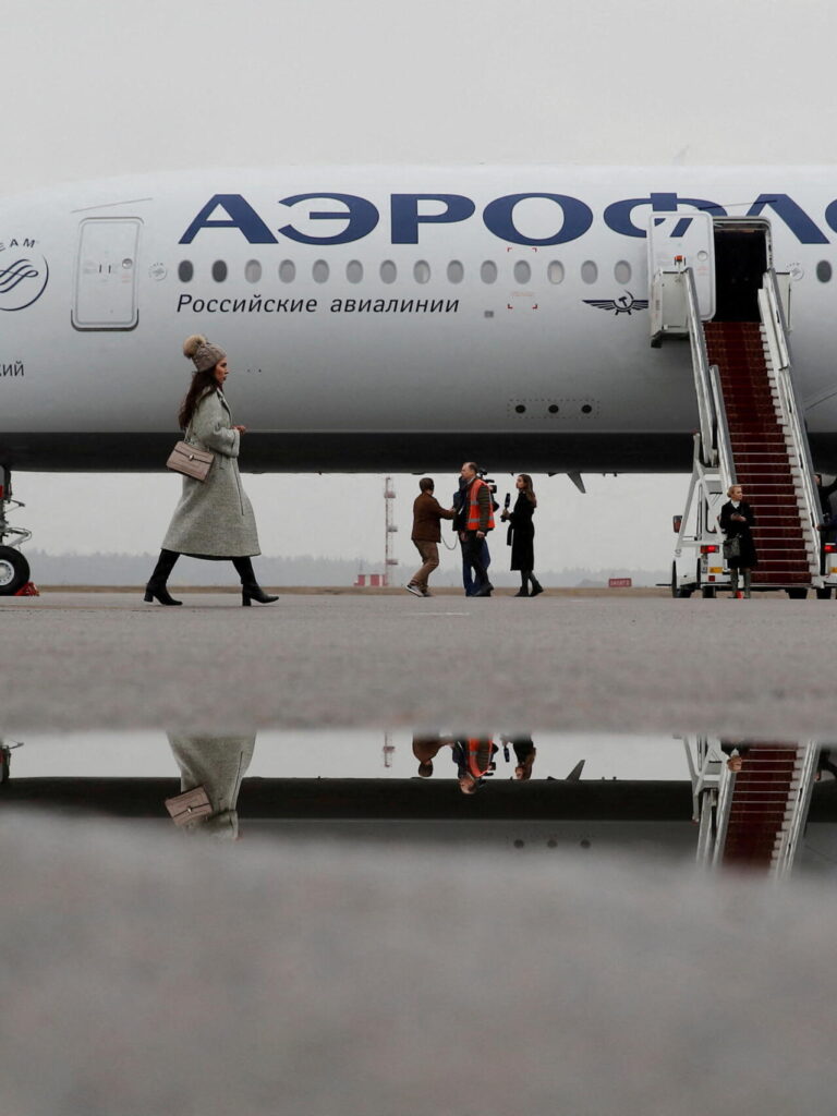 FILE PHOTO: Aeroflot presents its first Airbus A350-900 at Sheremetyevo International Airport outside Moscow